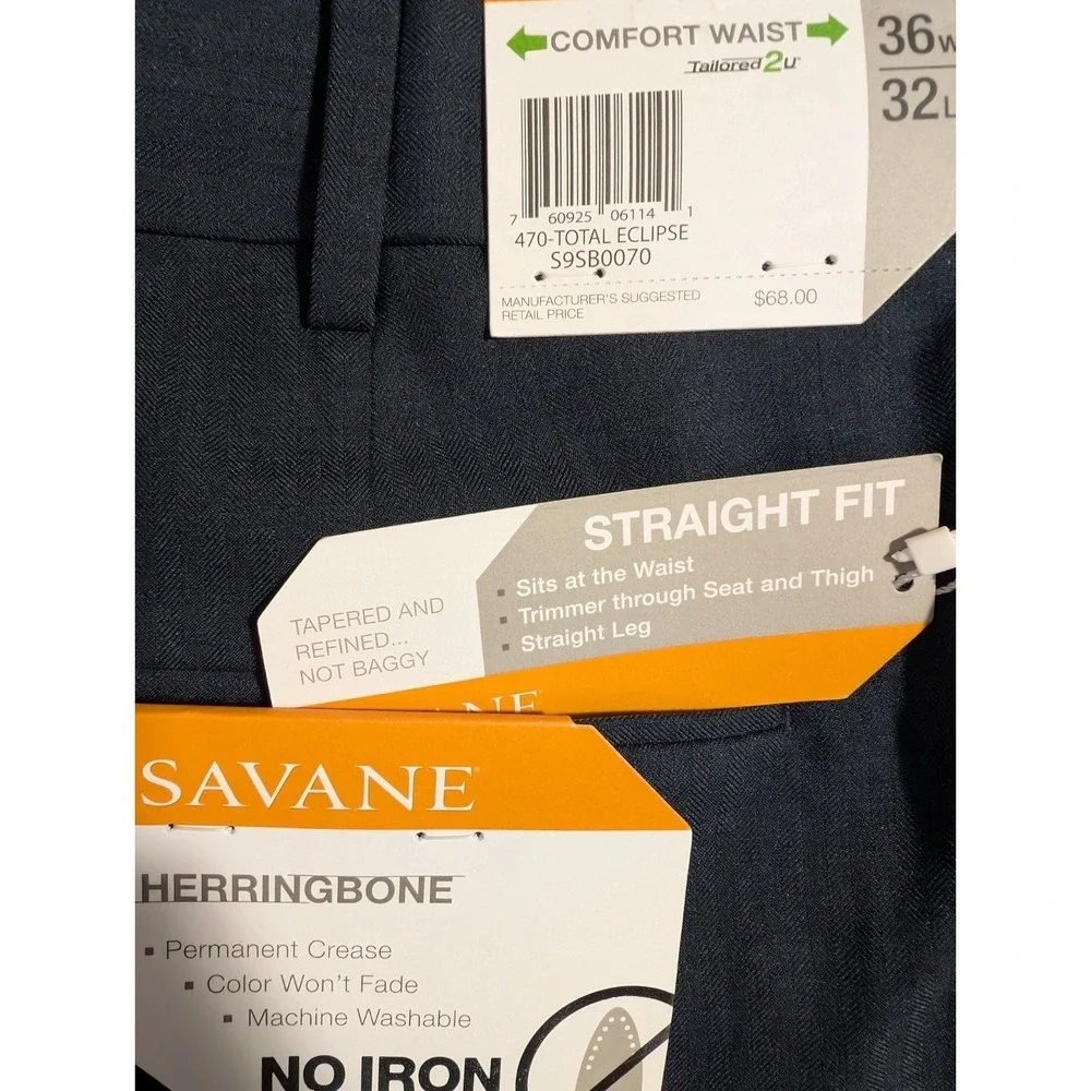 NWT Savane Dress Pants Black Straight Fit Tapered Fit No Iron 36X32